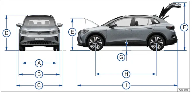 Volkswagen ID.4 Fahrzeugabmessungen Übersicht Länge Breite Höhe