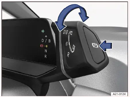 Volkswagen ID.4 Fahrstufenschalter D B R N Parkbremse Bedienung Anzeige