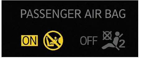 Volkswagen ID.4 passenger airbag active indicator roof console yellow light