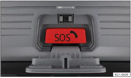 Volkswagen ID.4 SOS emergency call button roof console close view