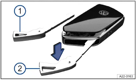 Volkswagen ID.4 key battery cover opening procedure emergency key slot