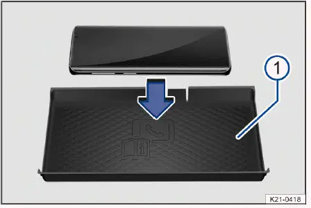 Volkswagen ID.4 kabellose Ladefläche Mittelkonsole Qi Induktion Smartphone Ablage